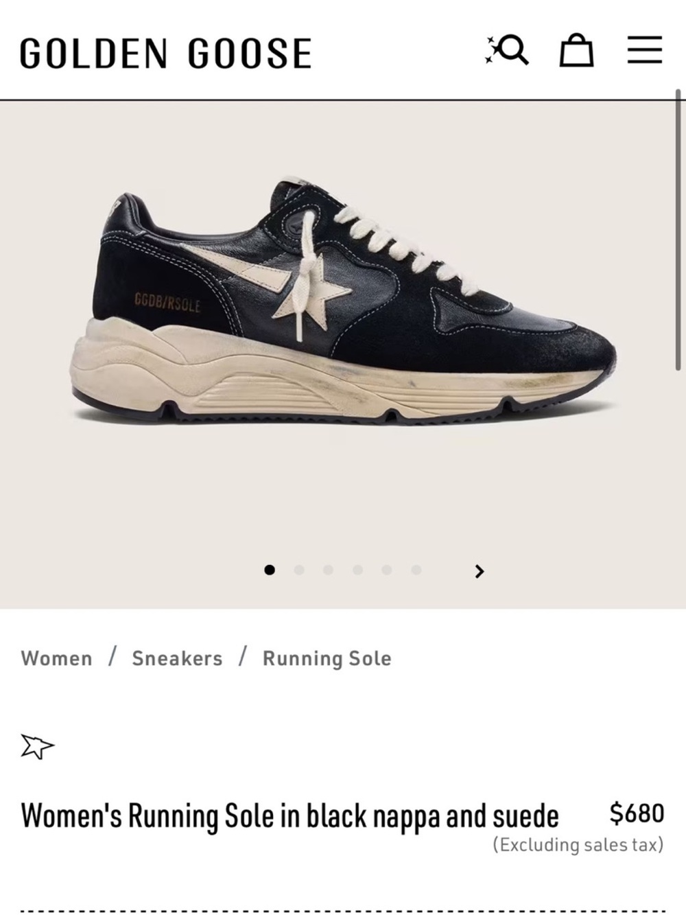 Golden Goose Running Sole Sneakers in Black & White